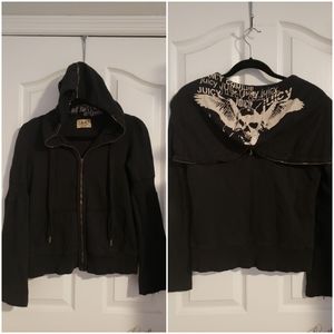 JUICY COUTURE BLACK FULL ZIP UP HOODIE MEDIUM